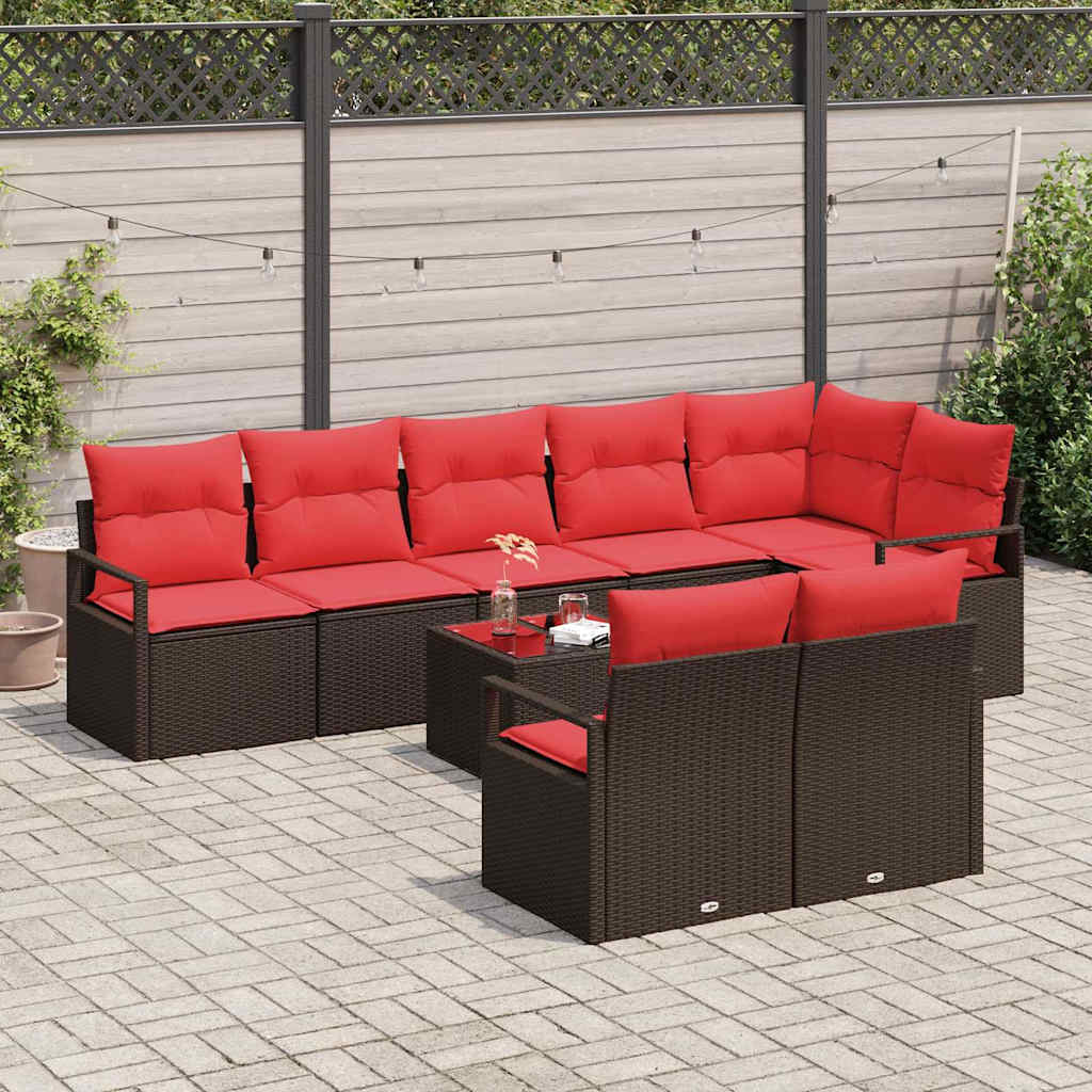 Bankstel 9 pcs Bruin poly rattan is nu te koop bij PeponiXL, paradijselijk wonen!