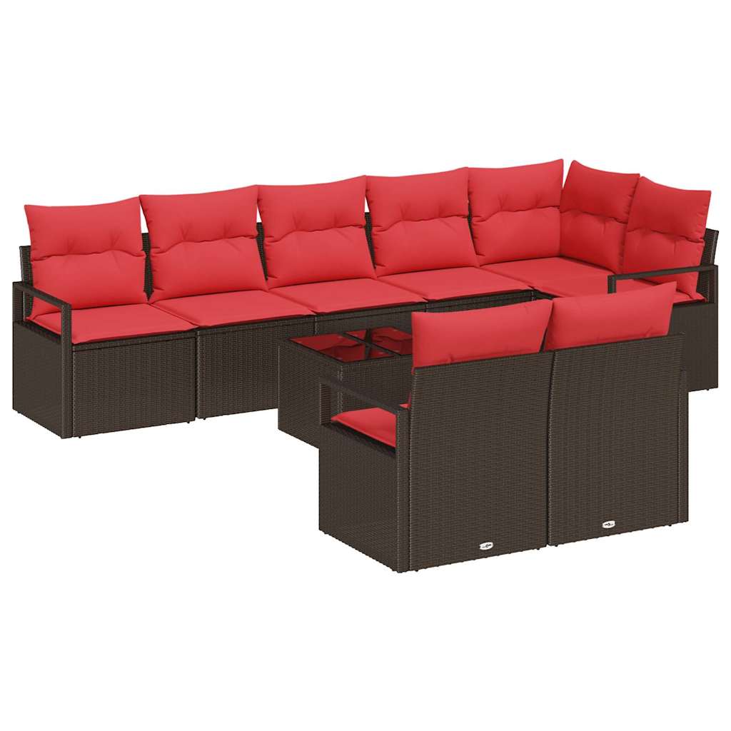 Bankstel 9 pcs Bruin poly rattan is nu te koop bij PeponiXL, paradijselijk wonen!