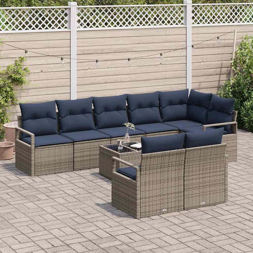 Bankstel 9 pcs Grijs poly rattan is nu te koop bij PeponiXL, paradijselijk wonen!