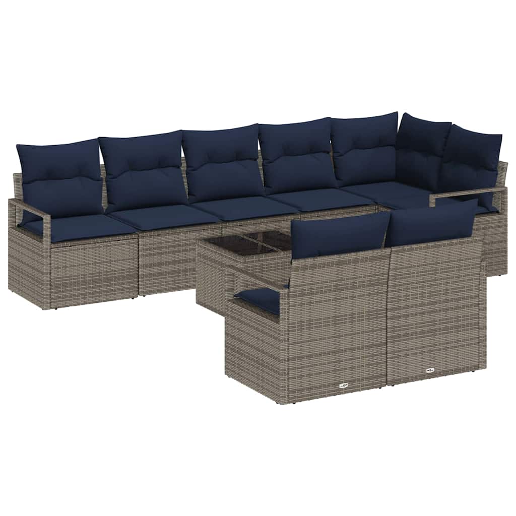 Bankstel 9 pcs Grijs poly rattan is nu te koop bij PeponiXL, paradijselijk wonen!