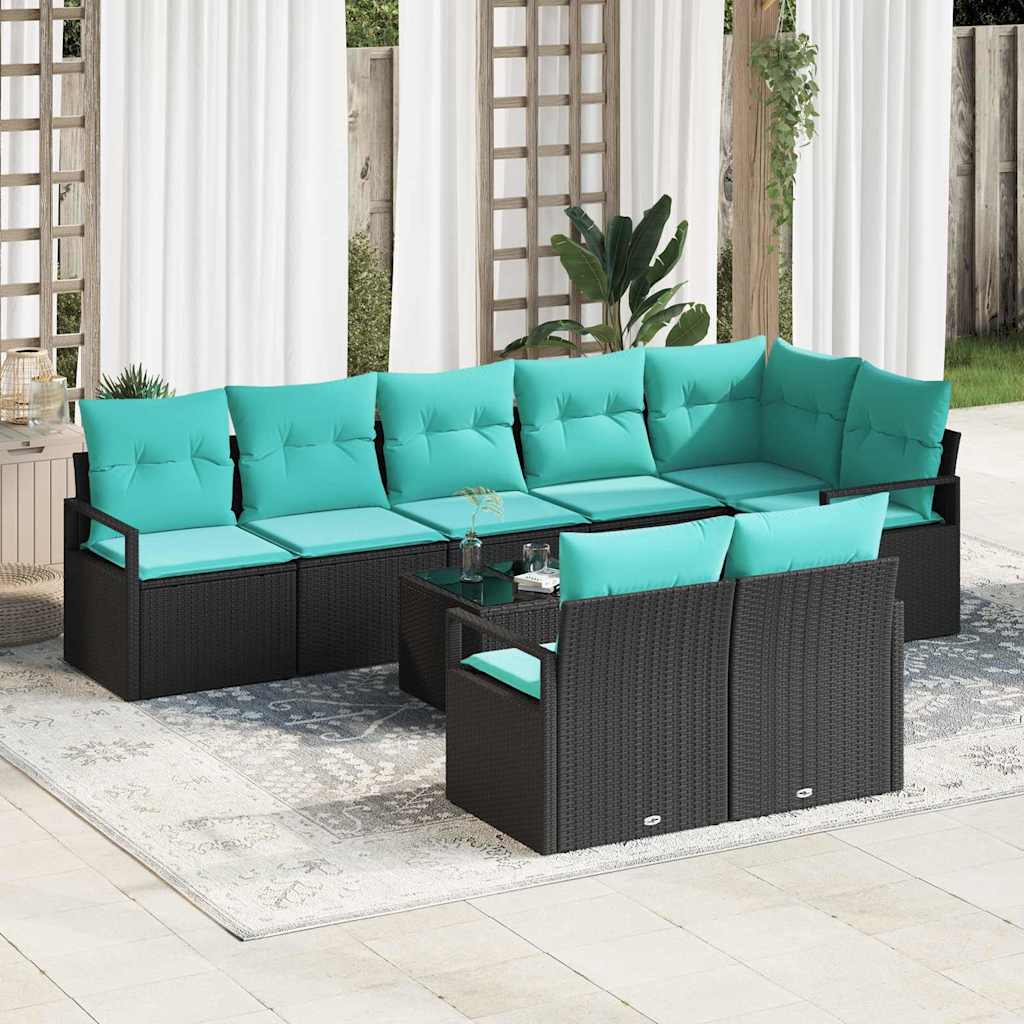 Bankstel 9 pcs Zwart poly rattan is nu te koop bij PeponiXL, paradijselijk wonen!