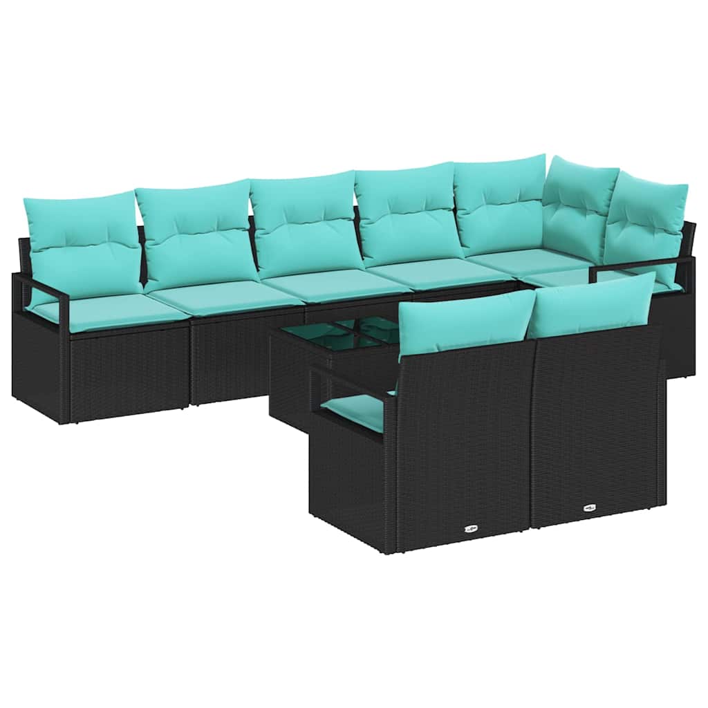 Bankstel 9 pcs Zwart poly rattan is nu te koop bij PeponiXL, paradijselijk wonen!
