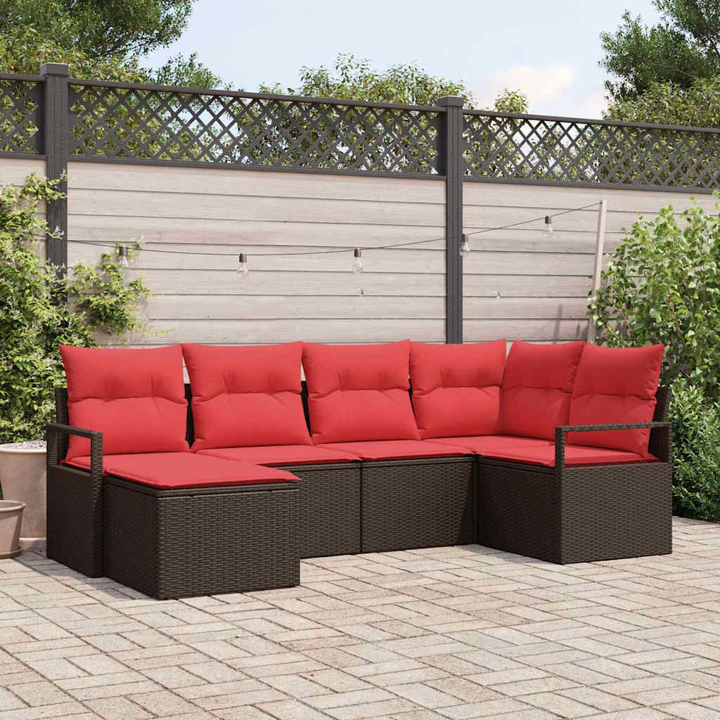 Bankstel met kussen 6 pcs Bruin poly rattan is nu te koop bij PeponiXL, paradijselijk wonen!