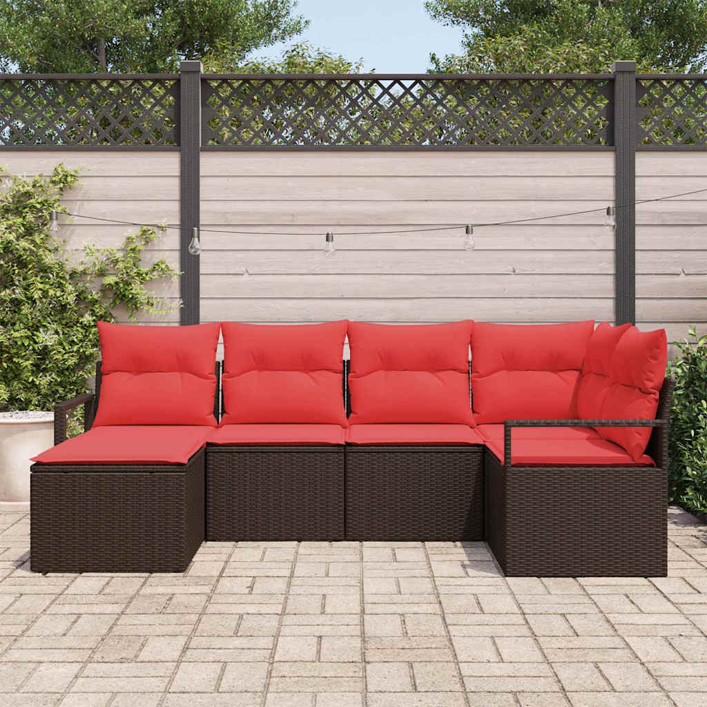 Bankstel met kussen 6 pcs Bruin poly rattan is nu te koop bij PeponiXL, paradijselijk wonen!