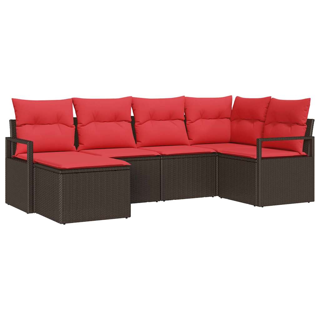 Bankstel met kussen 6 pcs Bruin poly rattan is nu te koop bij PeponiXL, paradijselijk wonen!