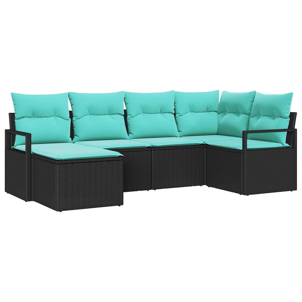Bankstel met kussen 6 pcs Zwart poly rattan is nu te koop bij PeponiXL, paradijselijk wonen!