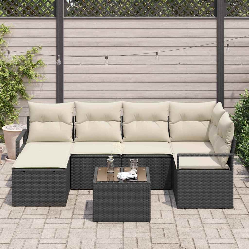 Bankstel 7 pcs Zwart poly rattan is nu te koop bij PeponiXL, paradijselijk wonen!