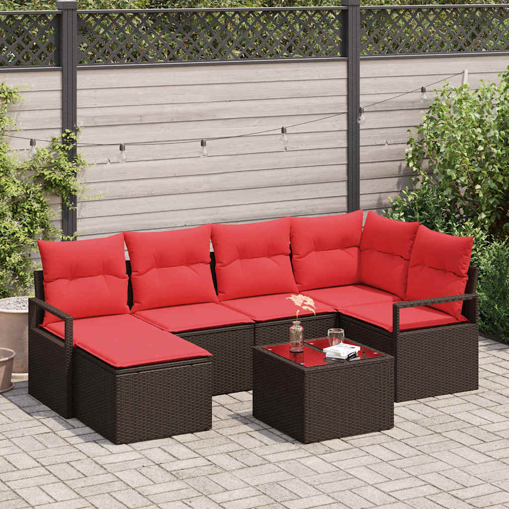 Bankstel 7 pcs Bruin poly rattan is nu te koop bij PeponiXL, paradijselijk wonen!