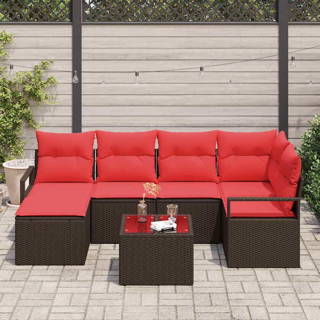 Bankstel 7 pcs Bruin poly rattan is nu te koop bij PeponiXL, paradijselijk wonen!