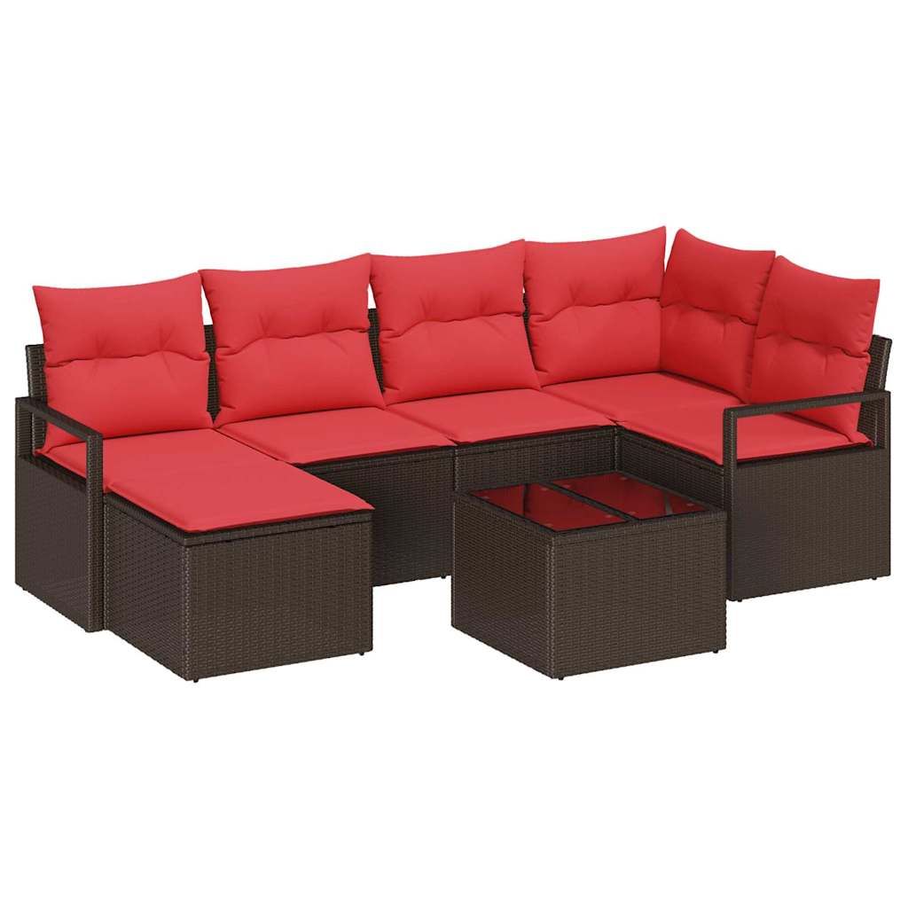 Bankstel 7 pcs Bruin poly rattan is nu te koop bij PeponiXL, paradijselijk wonen!