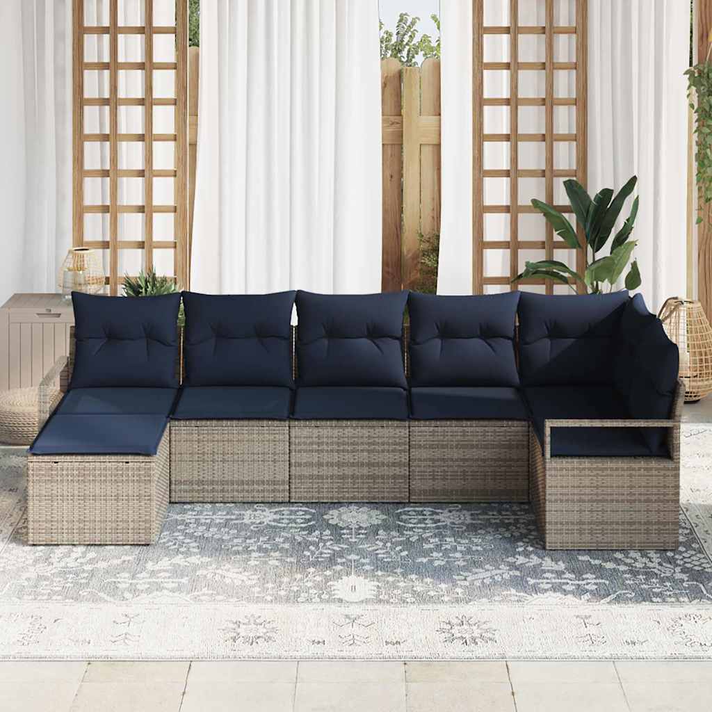 Bankstel 7 pcs Grijs poly rattan is nu te koop bij PeponiXL, paradijselijk wonen!