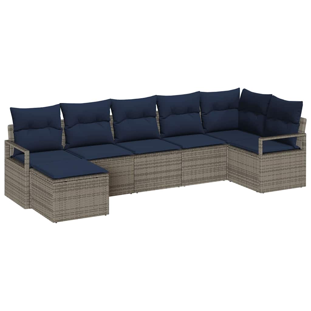Bankstel 7 pcs Grijs poly rattan is nu te koop bij PeponiXL, paradijselijk wonen!