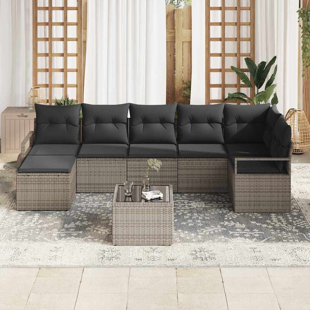 Bankstel met kussen 8 pcs Grijs poly rattan is nu te koop bij PeponiXL, paradijselijk wonen!