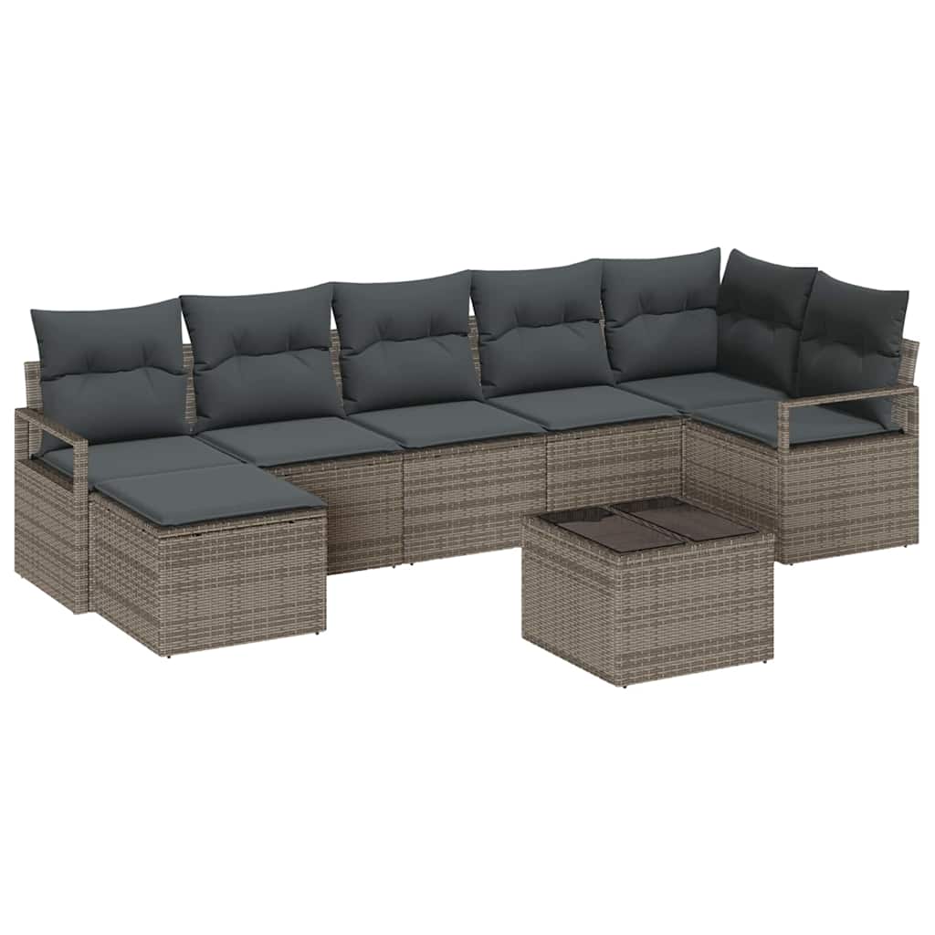Bankstel met kussen 8 pcs Grijs poly rattan is nu te koop bij PeponiXL, paradijselijk wonen!
