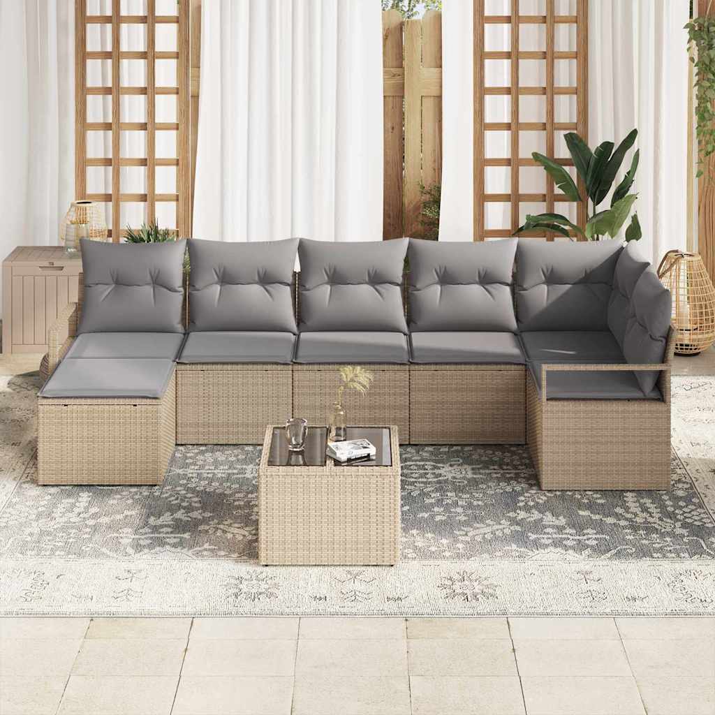 Bankstel met kussen 8 pcs Beige poly rattan is nu te koop bij PeponiXL, paradijselijk wonen!