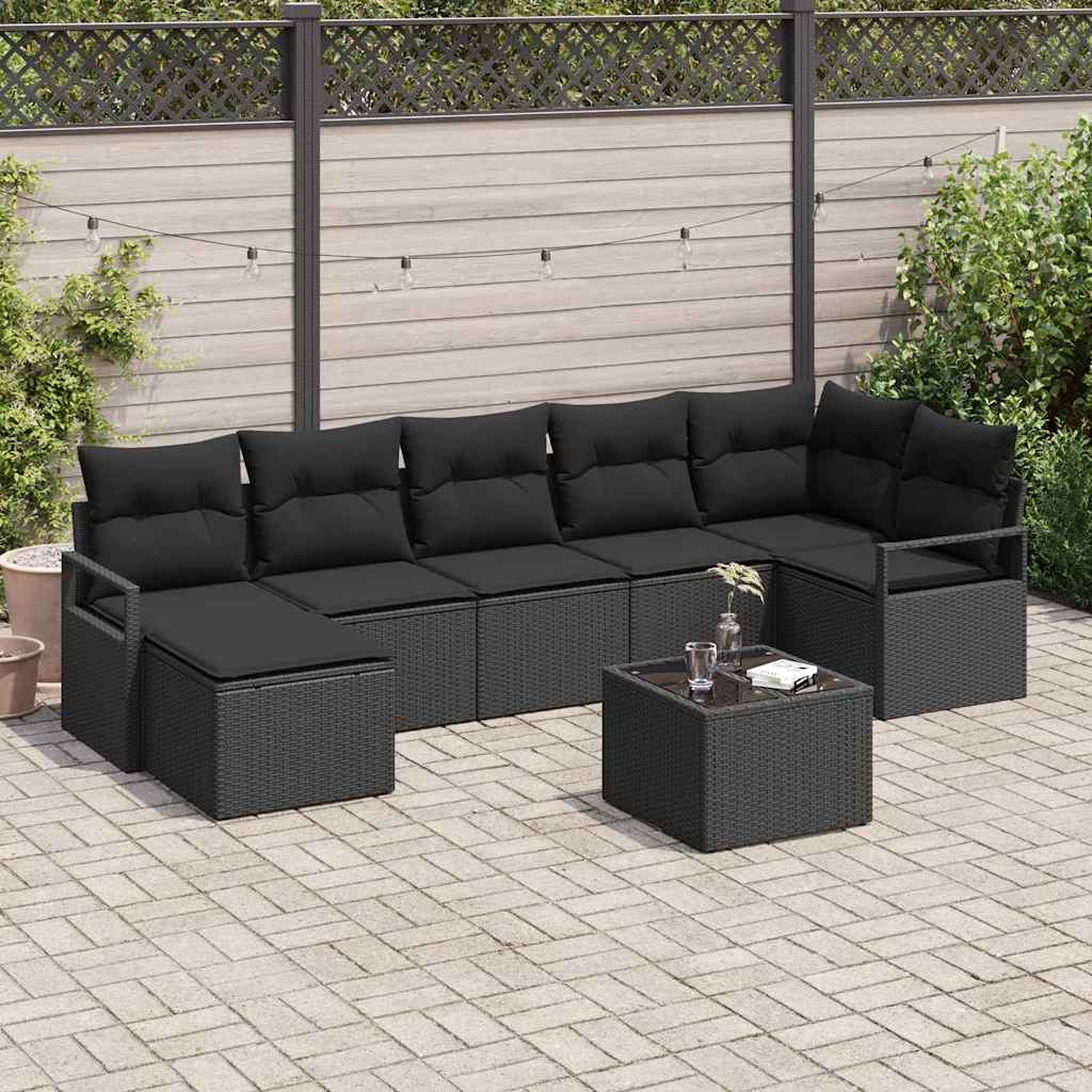 Bankstel met kussen 8 pcs Zwart poly rattan is nu te koop bij PeponiXL, paradijselijk wonen!