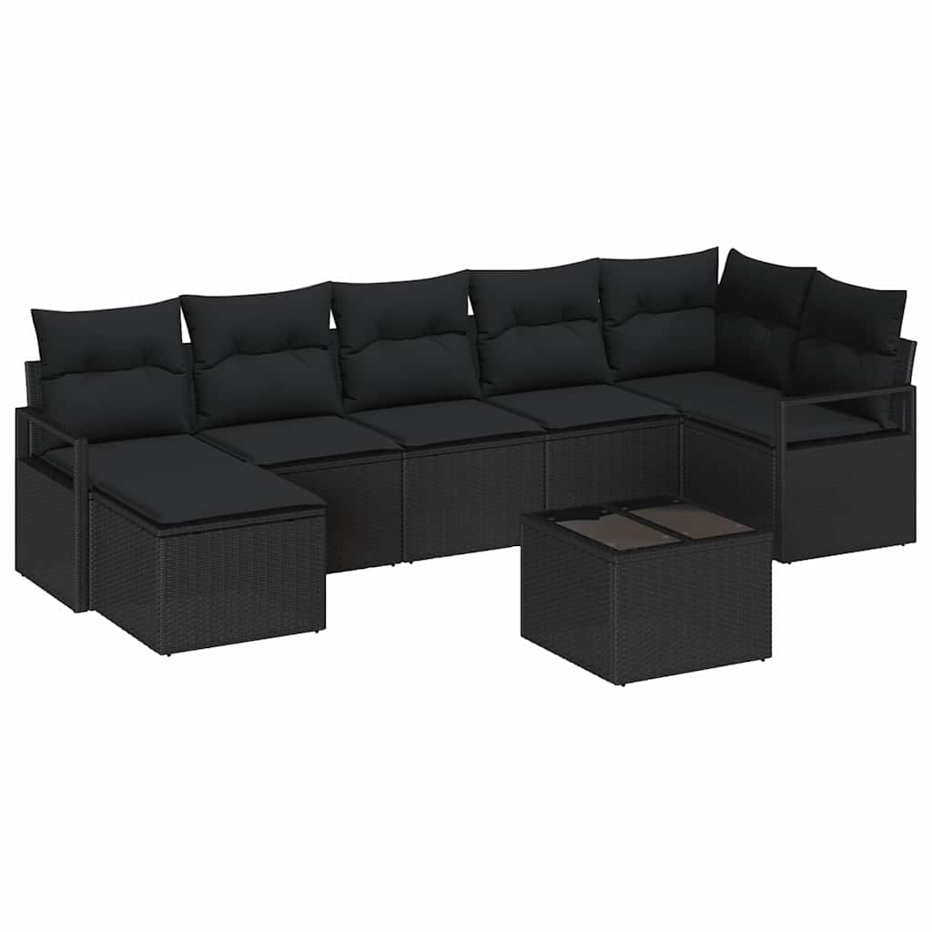Bankstel met kussen 8 pcs Zwart poly rattan is nu te koop bij PeponiXL, paradijselijk wonen!