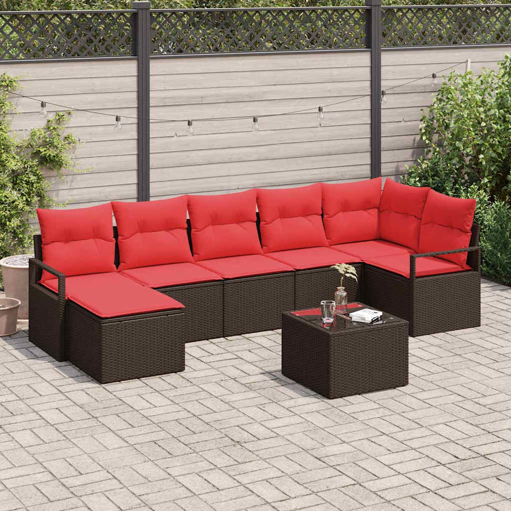 Bankstel 8 pcs Bruin poly rattan is nu te koop bij PeponiXL, paradijselijk wonen!