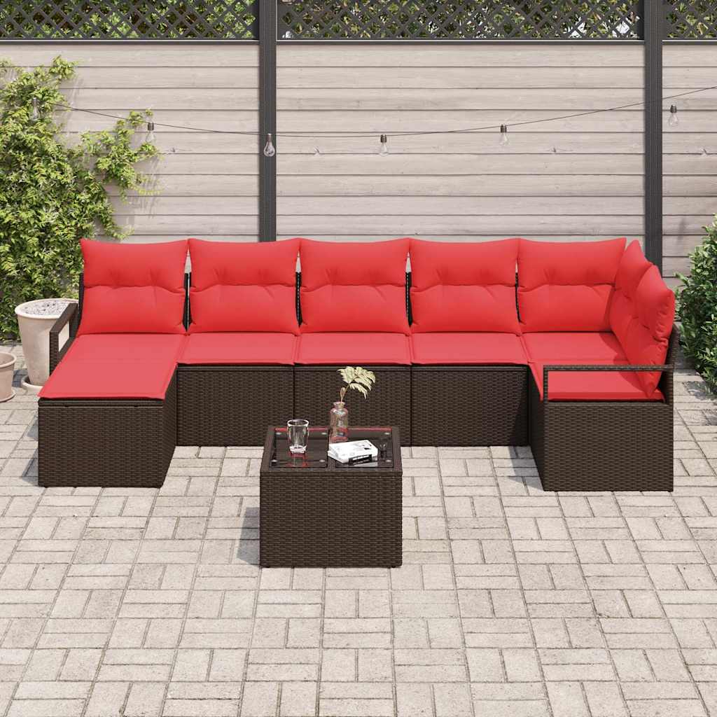 Bankstel 8 pcs Bruin poly rattan is nu te koop bij PeponiXL, paradijselijk wonen!