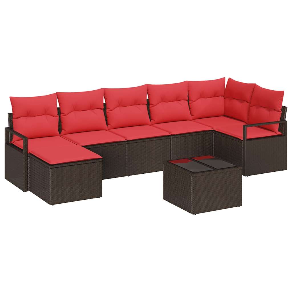 Bankstel 8 pcs Bruin poly rattan is nu te koop bij PeponiXL, paradijselijk wonen!