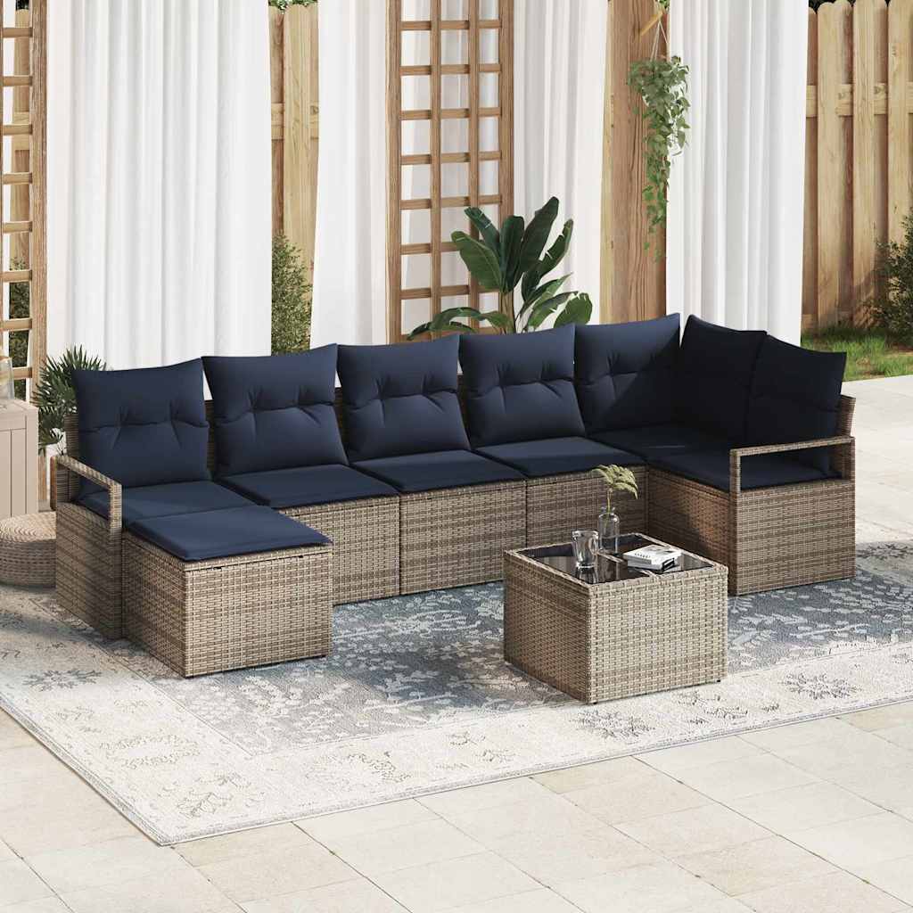 Bankstel met kussen 8 pcs Grijs poly rattan is nu te koop bij PeponiXL, paradijselijk wonen!