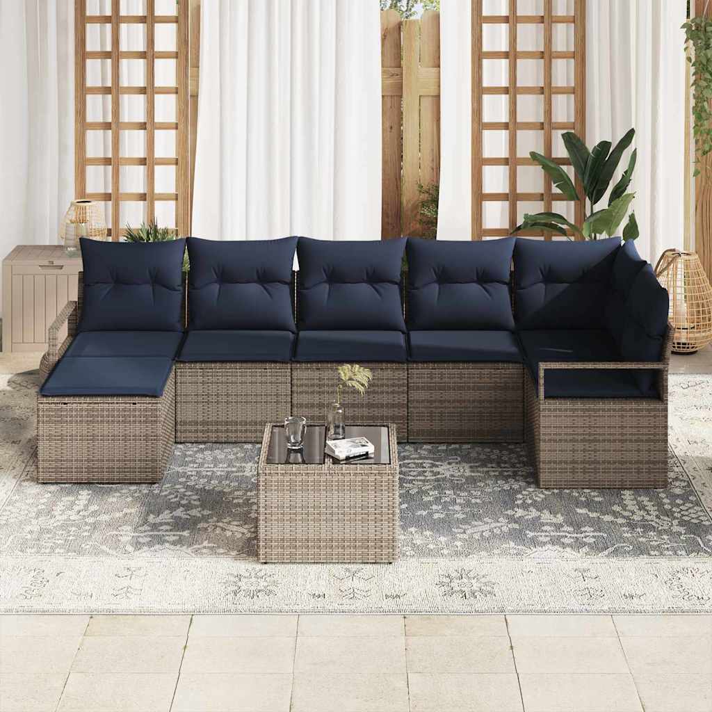 Bankstel met kussen 8 pcs Grijs poly rattan is nu te koop bij PeponiXL, paradijselijk wonen!