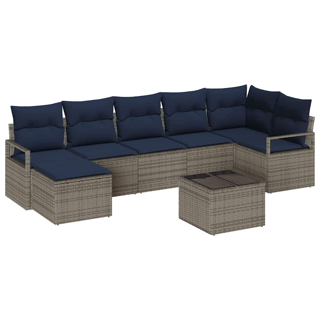 Bankstel met kussen 8 pcs Grijs poly rattan is nu te koop bij PeponiXL, paradijselijk wonen!