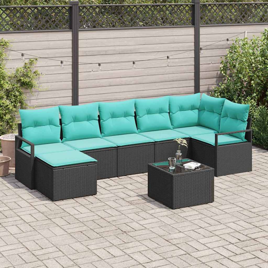 Bankstel met kussen 8 pcs Zwart poly rattan is nu te koop bij PeponiXL, paradijselijk wonen!