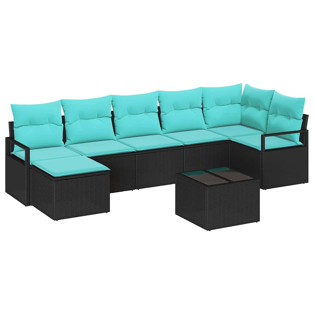Bankstel met kussen 8 pcs Zwart poly rattan is nu te koop bij PeponiXL, paradijselijk wonen!