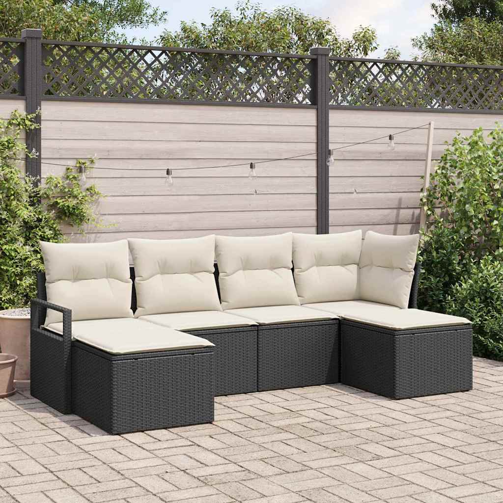 Bankstel 6 pcs Zwart poly rattan is nu te koop bij PeponiXL, paradijselijk wonen!