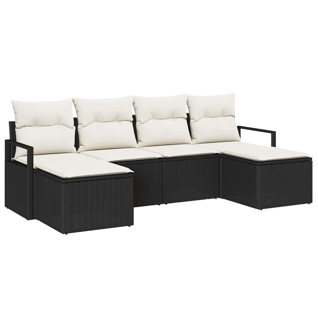 Bankstel 6 pcs Zwart poly rattan is nu te koop bij PeponiXL, paradijselijk wonen!
