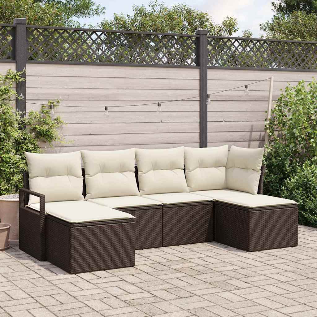 Bankstel 6 pcs Bruin poly rattan is nu te koop bij PeponiXL, paradijselijk wonen!