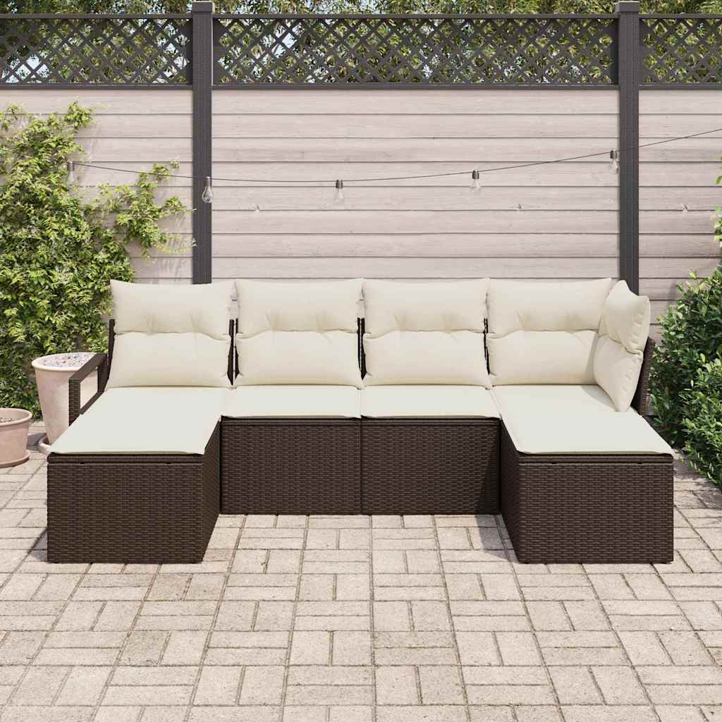 Bankstel 6 pcs Bruin poly rattan is nu te koop bij PeponiXL, paradijselijk wonen!