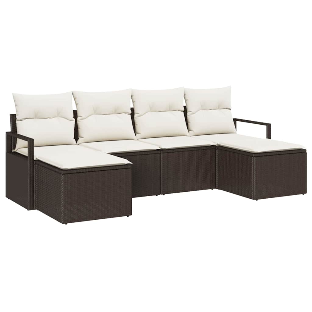 Bankstel 6 pcs Bruin poly rattan is nu te koop bij PeponiXL, paradijselijk wonen!