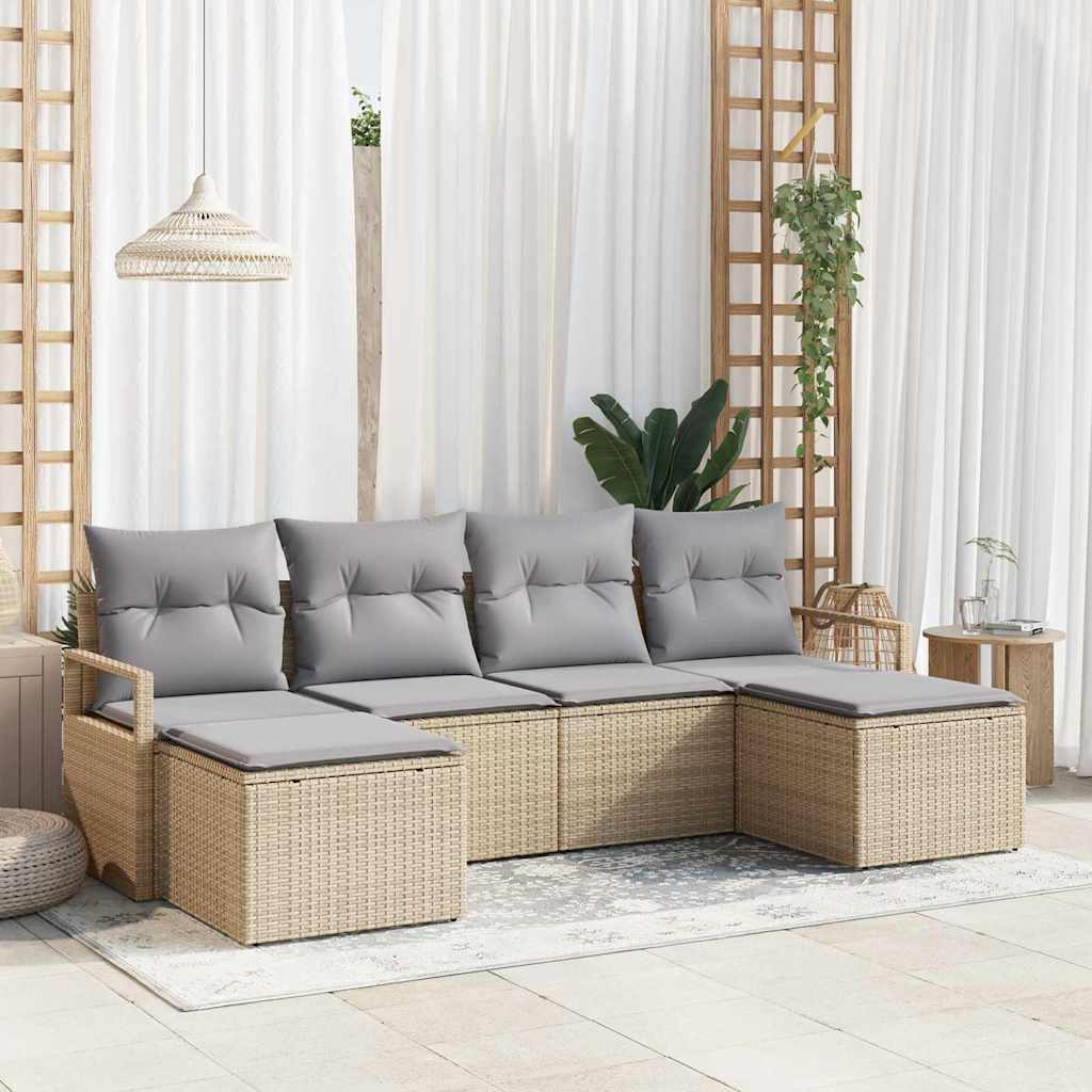 Bankstel 6 pcs Beige poly rattan is nu te koop bij PeponiXL, paradijselijk wonen!