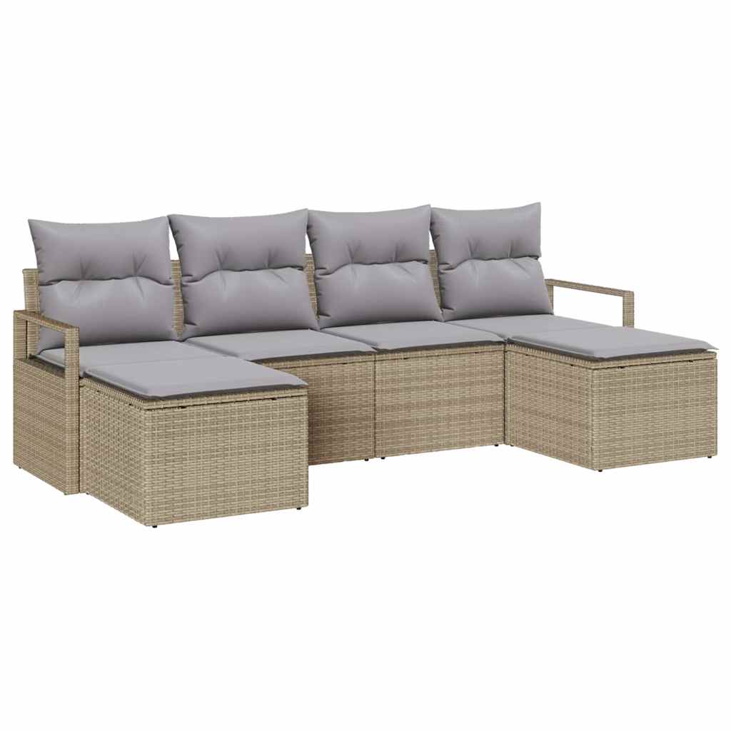 Bankstel 6 pcs Beige poly rattan is nu te koop bij PeponiXL, paradijselijk wonen!