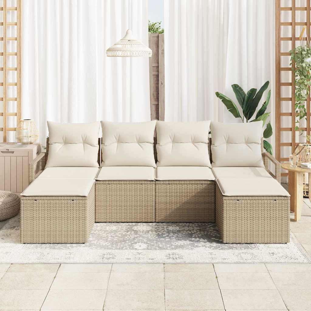 Bankstel 6 pcs Beige poly rattan