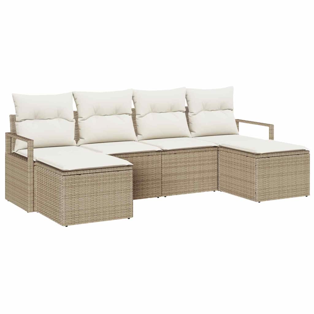 Bankstel 6 pcs Beige poly rattan