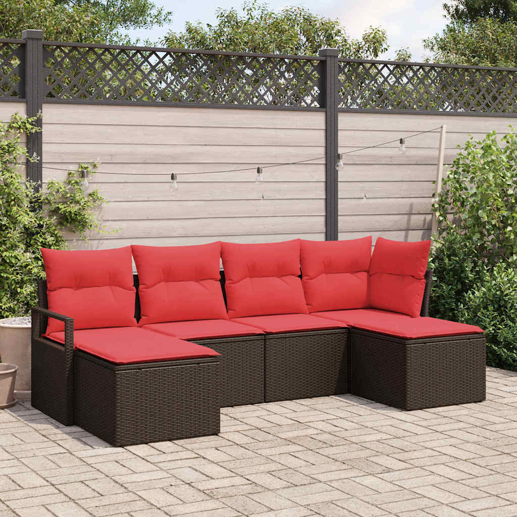 Bankstel 6 pcs Bruin poly rattan is nu te koop bij PeponiXL, paradijselijk wonen!