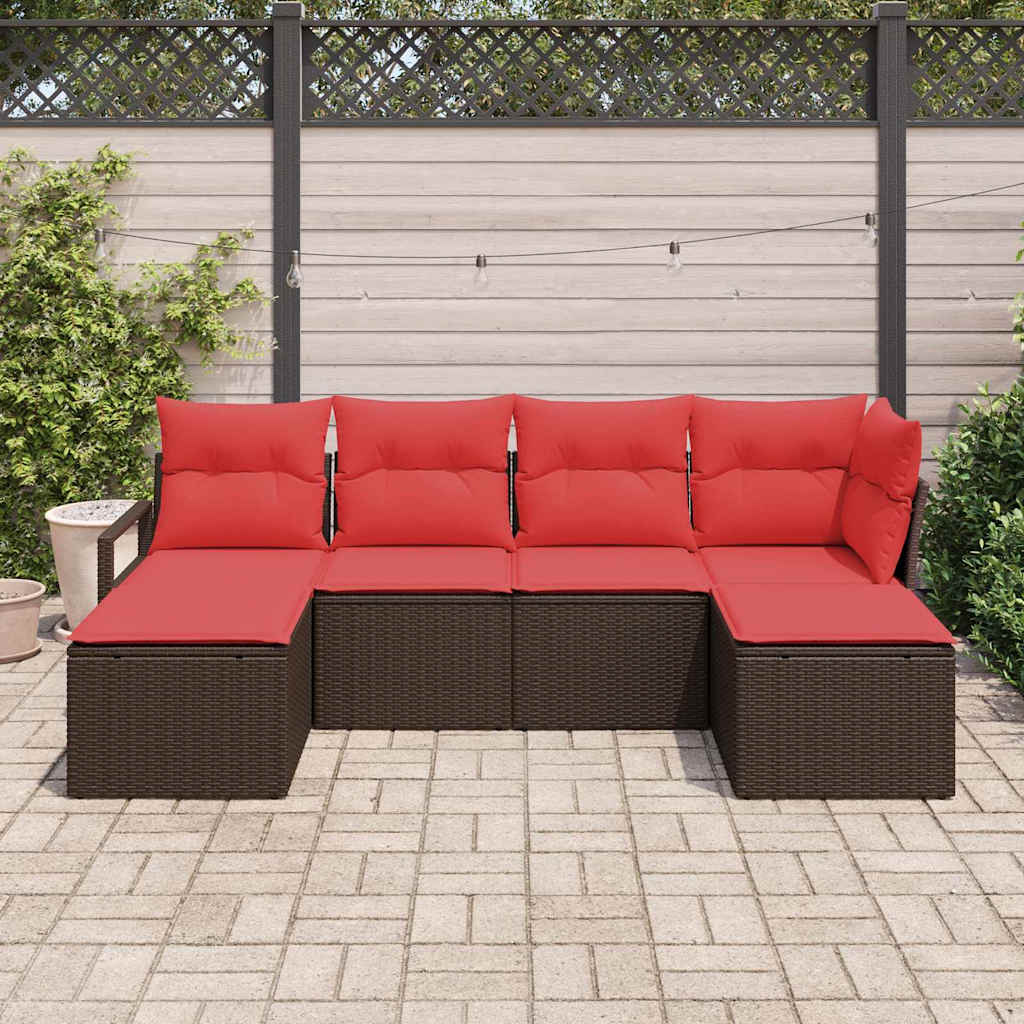 Bankstel 6 pcs Bruin poly rattan is nu te koop bij PeponiXL, paradijselijk wonen!