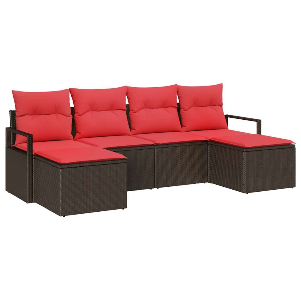 Bankstel 6 pcs Bruin poly rattan is nu te koop bij PeponiXL, paradijselijk wonen!