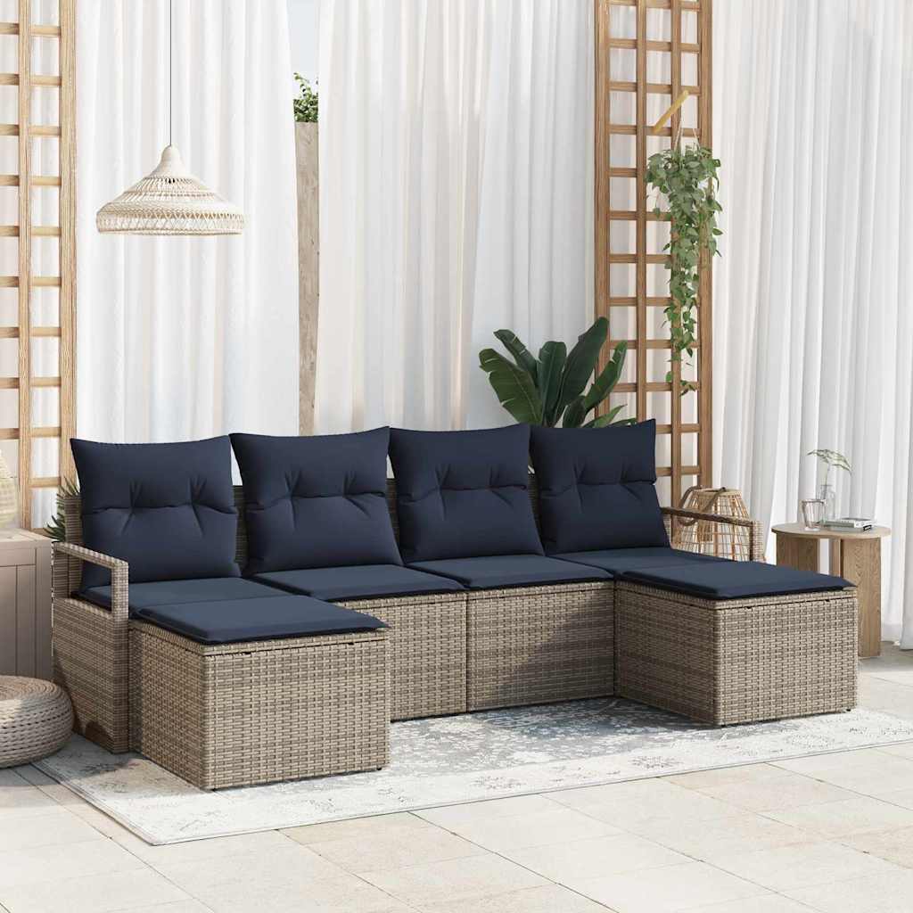 Bankstel 6 pcs Grijs poly rattan is nu te koop bij PeponiXL, paradijselijk wonen!