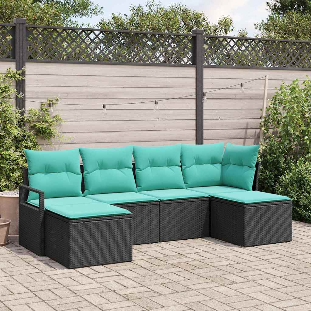 Bankstel 6 pcs Zwart poly rattan is nu te koop bij PeponiXL, paradijselijk wonen!
