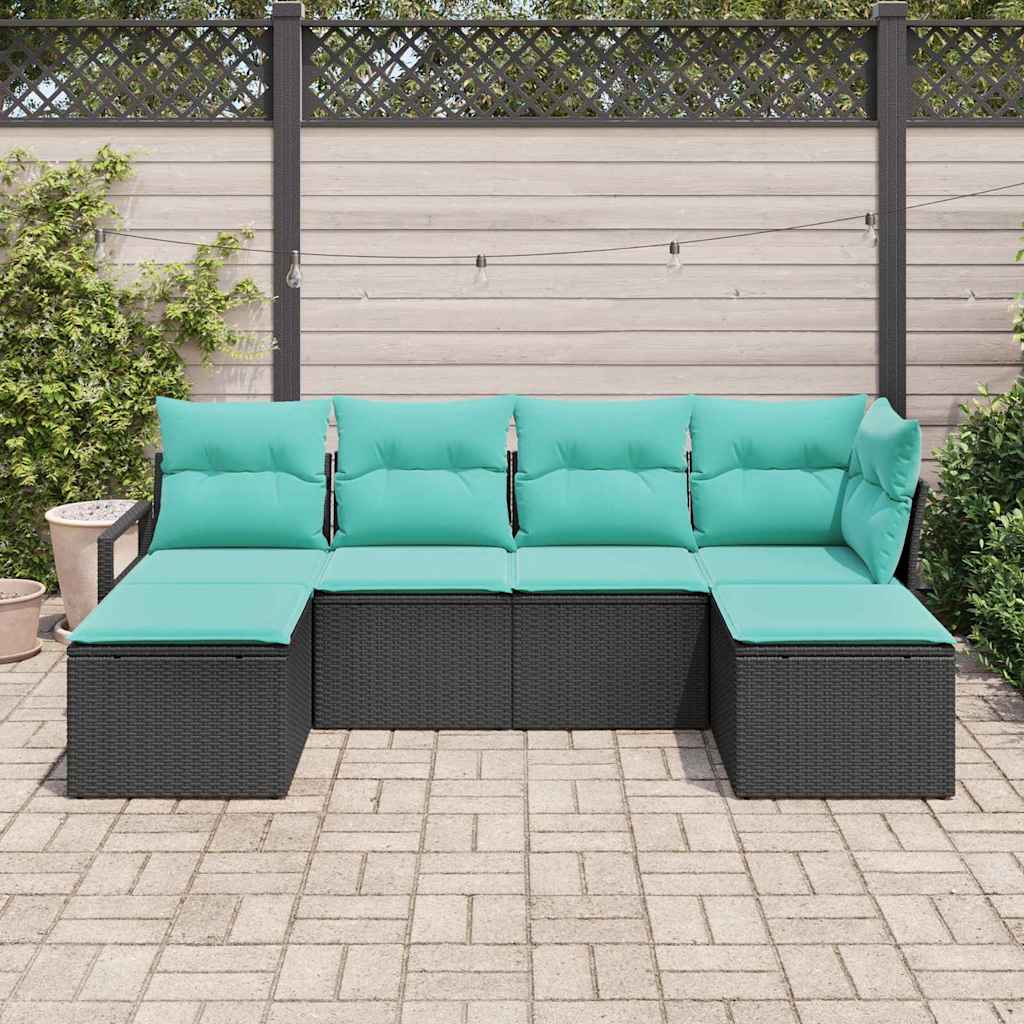 Bankstel 6 pcs Zwart poly rattan is nu te koop bij PeponiXL, paradijselijk wonen!