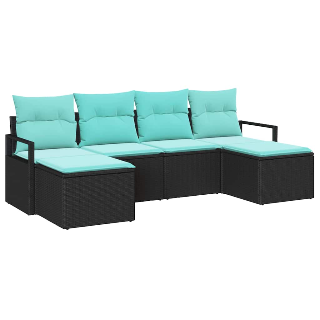 Bankstel 6 pcs Zwart poly rattan is nu te koop bij PeponiXL, paradijselijk wonen!