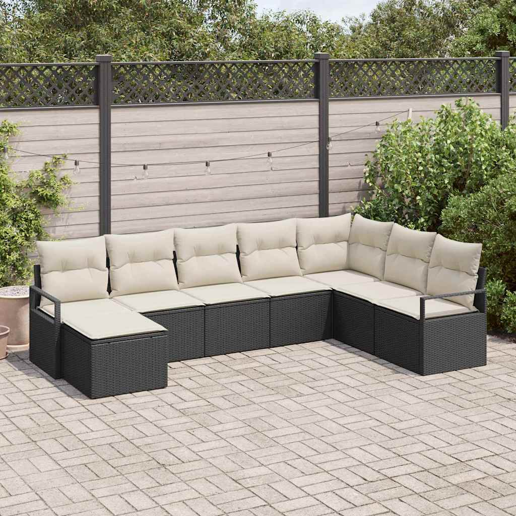 Bankstel met kussen 8 pcs Zwart poly rattan is nu te koop bij PeponiXL, paradijselijk wonen!