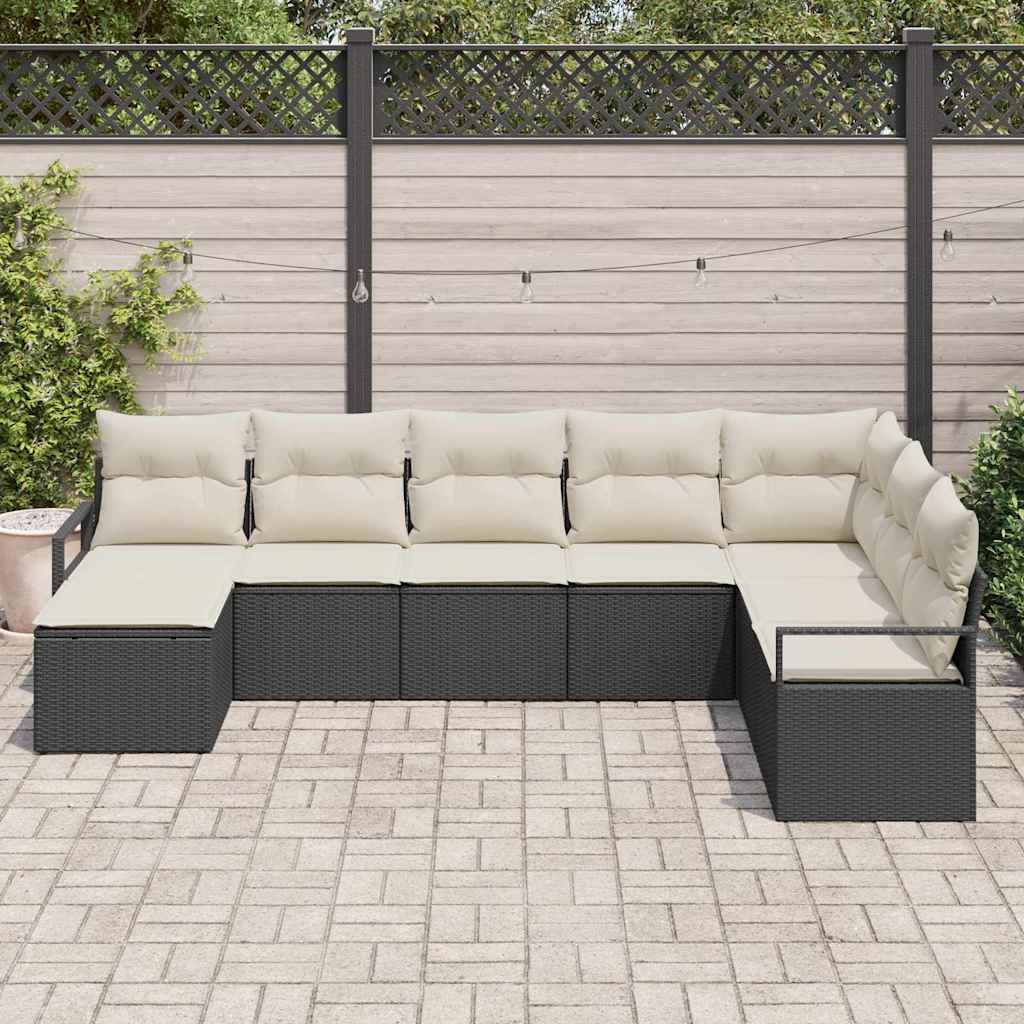 Bankstel met kussen 8 pcs Zwart poly rattan is nu te koop bij PeponiXL, paradijselijk wonen!