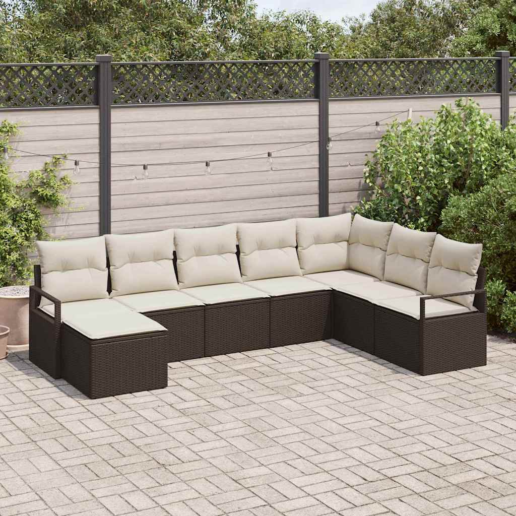 Bankstel met kussen 8 pcs Bruin poly rattan is nu te koop bij PeponiXL, paradijselijk wonen!