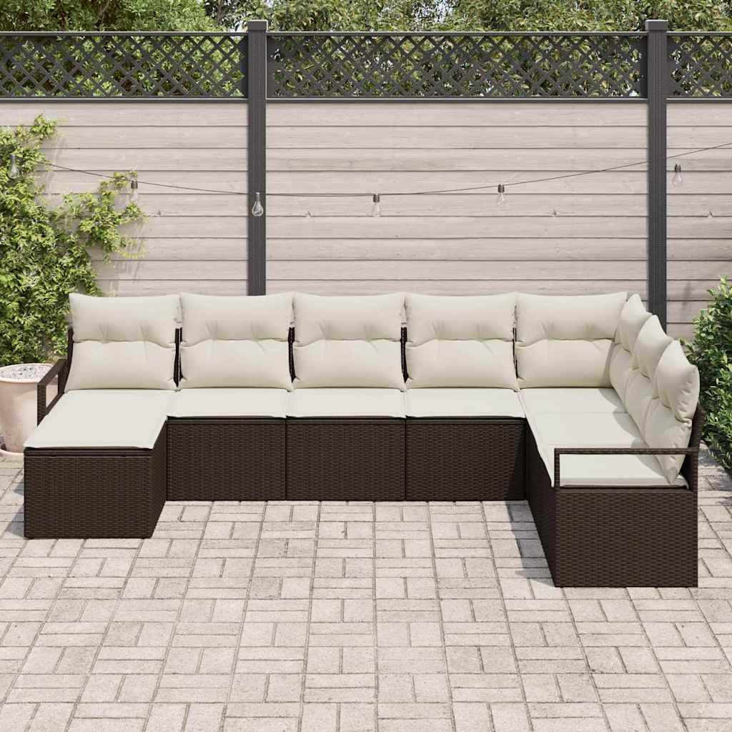 Bankstel met kussen 8 pcs Bruin poly rattan is nu te koop bij PeponiXL, paradijselijk wonen!