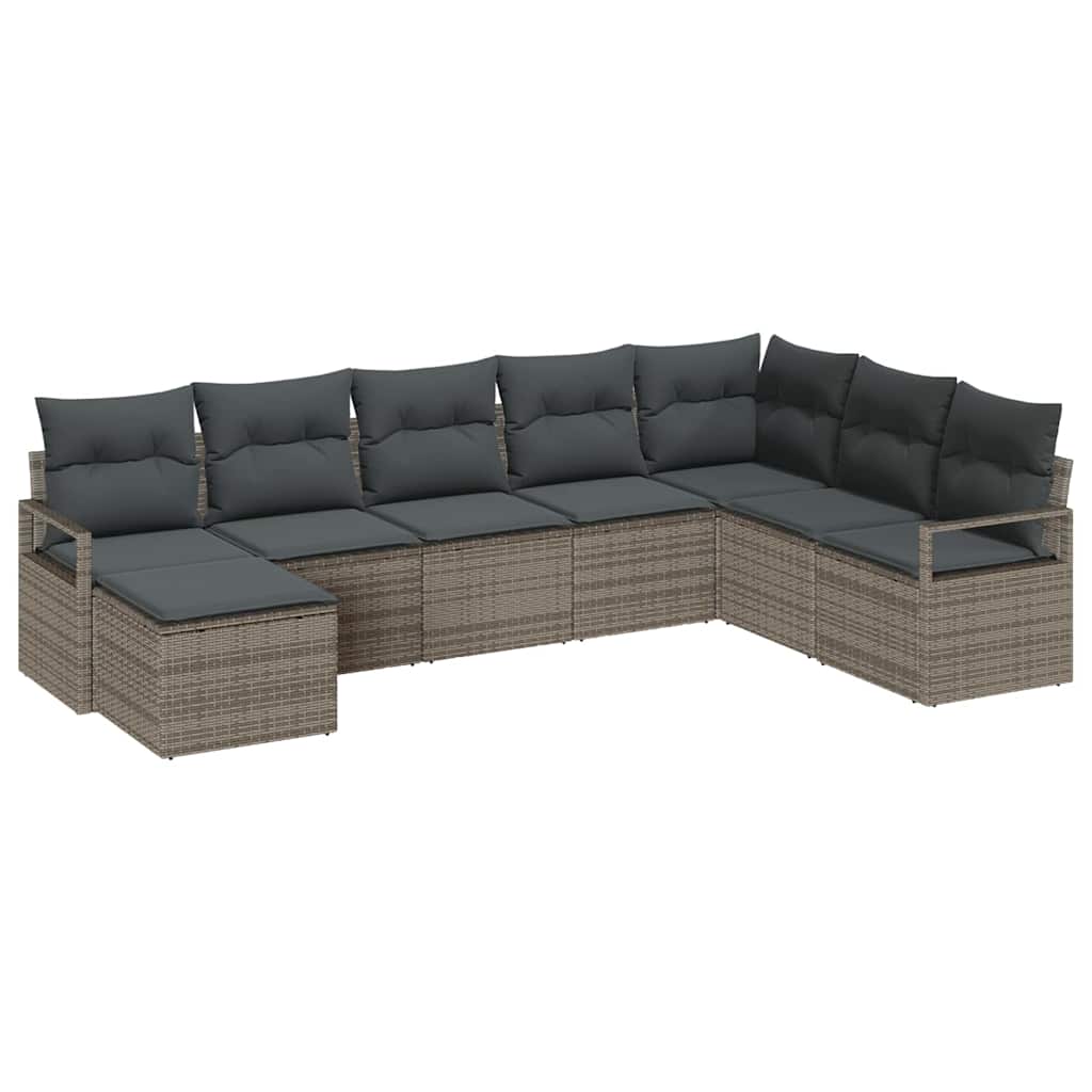 Bankstel met kussen 8 pcs Grijs poly rattan is nu te koop bij PeponiXL, paradijselijk wonen!
